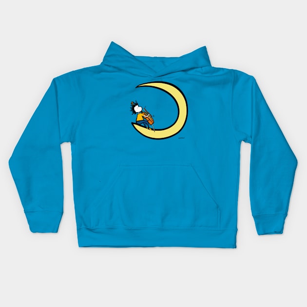 Moon and cello Kids Hoodie by Guastevi